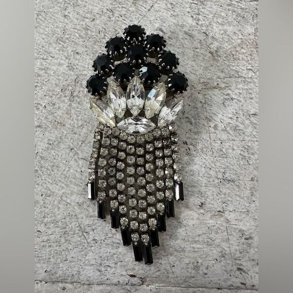 Vintage 1960s Rhinestone Dangle Brooch - Picture 1 of 6